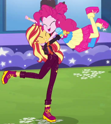 Size: 488x546 | Tagged: safe, imported from derpibooru, screencap, pinkie pie, sunset shimmer, equestria girls, equestria girls series, wake up!, spoiler:eqg series (season 2), cropped
