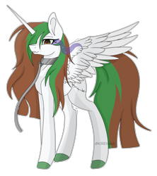 Size: 5934x6684 | Tagged: safe, artist:kireiinaa, imported from derpibooru, oc, oc only, oc:natsumi, oc:starwolf, alicorn, pony, absurd resolution, collar, dark magic, female, fusion, leash, magic, mare, simple background, transparent background