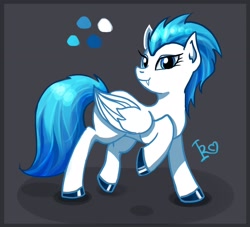 Size: 2252x2049 | Tagged: safe, artist:asumi, imported from derpibooru, oc, oc only, oc:icy river, pegasus, pony, blue eyes, blue tail, solo, white pony