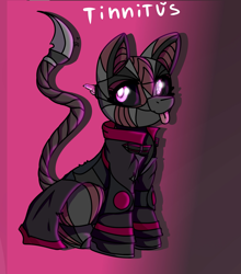 Size: 1905x2160 | Tagged: safe, artist:dark_nidus, imported from derpibooru, oc, oc only, oc:tinnitus, pony, robot, robot pony, cyberpunk, female, mare, raincoat, soldier pony, solo