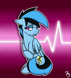 Size: 1924x2100 | Tagged: safe, artist:sevenserenity, artist:seventheblubirb, imported from derpibooru, oc, oc only, oc:icylightning, pegasus, pony, birb, crying, electrocardiogram, heartbeat, pegasus oc, sad, solo, vent, wings