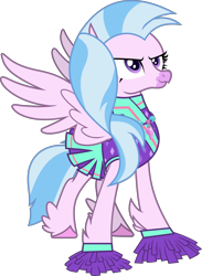 Size: 6274x8560 | Tagged: safe, artist:frownfactory, imported from derpibooru, silverstream, hippogriff, 2 4 6 greaaat, cheerleader, cheerleader outfit, cheerleader silverstream, clothes, female, png, simple background, solo, transparent background, vector