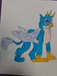 Size: 3120x4160 | Tagged: safe, artist:thegamerpainter, imported from derpibooru, gallus, griffon, drawing, paper, photo, solo, traditional art