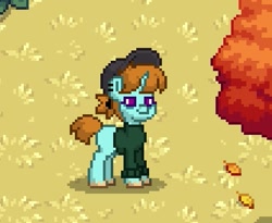 Size: 425x349 | Tagged: dead source, safe, imported from derpibooru, oc, oc only, pony, unicorn, pony town, clothes, hat, horn, pixel art, solo, unicorn oc