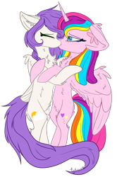 Size: 1360x2048 | Tagged: safe, artist:tizhonolulu, imported from derpibooru, oc, oc only, pegasus, floppy ears, kissing, simple background, standing, transparent background