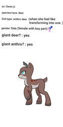 Size: 1080x2160 | Tagged: safe, artist:calebtyink, imported from derpibooru, oc, oc only, oc:gwen jr., deer, deer oc, futa, intersex, simple background, solo, white background