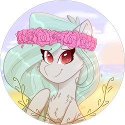 Size: 4000x4000 | Tagged: safe, artist:tizhonolulu, imported from derpibooru, oc, oc only, earth pony, pony, beach, chest fluff, floral head wreath, flower, simple background, solo, transparent background