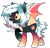 Size: 2408x2310 | Tagged: safe, artist:lazuli, artist:mint-light, imported from derpibooru, oc, oc only, bat pony, pony, bat pony oc, bat wings, open mouth, raised hoof, signature, simple background, solo, transparent background, wings