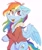 Size: 1740x2048 | Tagged: safe, artist:tizhonolulu, imported from derpibooru, rainbow dash, pegasus, pony, unicorn, clothes, feathered wings, female, jacket, mare, open mouth, signature, simple background, smiling, solo, white background, wings