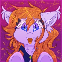 Size: 2048x2048 | Tagged: safe, artist:tizhonolulu, imported from derpibooru, oc, oc only, oc:cookie byte, bat pony, pony, cute, female, happy, looking at you, mare, smiling, solo