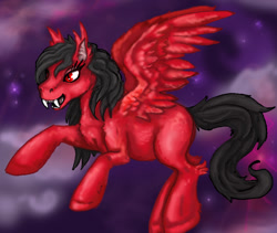 Size: 800x674 | Tagged: safe, artist:sharkledog, imported from derpibooru, oc, oc only, oc:crimson, pegasus, fangs, pegasus oc, rearing, wings