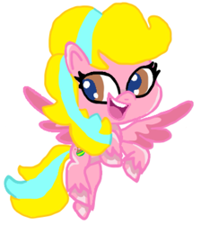 Size: 1171x1309 | Tagged: safe, artist:daisyrosepup16, imported from derpibooru, oc, oc only, oc:caramella bravo, pegasus, pony, my little pony: pony life, 1000 hours in ms paint, base used, g4.5, open mouth, pegasus oc, simple background, smiling, solo, unshorn fetlocks, vector, white background, wings