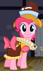 Size: 367x596 | Tagged: safe, imported from derpibooru, screencap, chancellor puddinghead, pinkie pie, earth pony, pony, hearth's warming eve (episode), season 2, butt, cropped, female, looking back, plot, solo