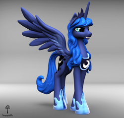Size: 2272x2160 | Tagged: safe, artist:teonanakatle, imported from derpibooru, princess luna, alicorn, pony, 3d, constellation, female, gradient background, hoof shoes, mare, peytral, solo
