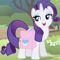 Size: 671x671 | Tagged: safe, imported from derpibooru, screencap, rarity, pony, unicorn, filli vanilli, season 4, bag, cropped, female, solo