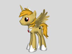 Size: 1200x900 | Tagged: safe, imported from derpibooru, oc, oc only, oc:prince sol invictus, alicorn, pony, pony town, 3d pony creator, alicorn oc, fire, gold, golden, gray background, horn, male, simple background, spread wings, stallion, sun, sunlight, wings