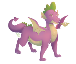 Size: 900x756 | Tagged: safe, artist:sakkiye, imported from derpibooru, spike, dragon, fire, fire breath, older, older spike, quadrupedal, signature, simple background, smiling, solo, spread wings, transparent background, winged spike, wings