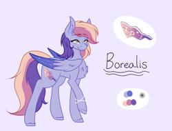 Size: 1000x759 | Tagged: safe, artist:cyrinthia, imported from derpibooru, oc, oc only, oc:borealis gleam, pegasus, pony, female, mare, reference, reference sheet, solo, two toned wings, wings