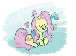 Size: 924x687 | Tagged: safe, artist:laya-21, imported from derpibooru, fluttershy, butterfly, pegasus, pony, solo