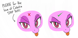 Size: 1237x605 | Tagged: artist needed, source needed, safe, artist:wispy tuft, derpibooru exclusive, imported from derpibooru, eyebrows, eyelids clipping through eyebrows, eyeshadow, how to draw, makeup, tongue out, tutorial