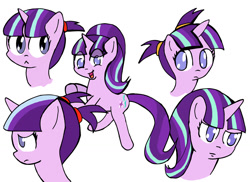 Size: 1200x873 | Tagged: safe, artist:helsaabi, imported from derpibooru, starlight glimmer, pony, unicorn, female, filly, filly starlight glimmer, mare, pigtails, s5 starlight, simple background, solo, starlight says bravo, white background, younger