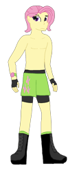 Size: 835x1823 | Tagged: safe, artist:mlp-headstrong, imported from derpibooru, fluttershy, equestria girls, butterscotch, equestria guys, exeron fighters, male, martial arts kids, martial arts kids outfits, rule 63, simple background, solo, transparent background