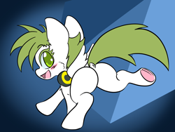 Size: 2048x1536 | Tagged: safe, artist:larrykitty, artist:php156, imported from derpibooru, oc, oc only, oc:reedia mixxus, pegasus, pony, abstract background, blushing, butt, dancing, dock, female, filly, frog (hoof), headphones, looking at you, open mouth, pegasus oc, plot, raised hoof, raised leg, smiling at you, solo, underhoof, wings