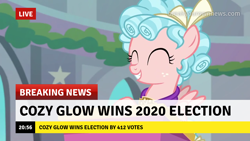 Size: 1280x720 | Tagged: safe, edit, edited screencap, imported from derpibooru, screencap, cozy glow, school raze, break your own news, breaking news, election