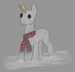 Size: 1100x1050 | Tagged: safe, artist:stray prey, imported from derpibooru, carrot, clothes, food, gray background, no pony, scarf, simple background, sketch, snow, snowpony