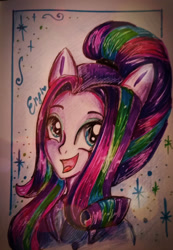 Size: 2035x2947 | Tagged: safe, artist:enjal, imported from derpibooru, starlight glimmer, equestria girls, bust, female, ponied up, solo, traditional art