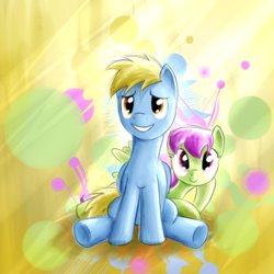 Size: 1500x1500 | Tagged: safe, artist:vunlinur, imported from derpibooru, blue skies, cerulean skies, merry may, oc, oc only, oc:blue skies, oc:merry may, pegasus, pony, abstract background, ceruleanbetes, cute, duo, female, male, mare, merrybetes, simple background, stallion