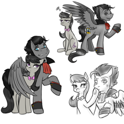 Size: 1000x1000 | Tagged: safe, artist:jitterbugjive, imported from derpibooru, doctor whooves, octavia melody, time turner, earth pony, pegasus, pony, ask discorded whooves, antagonist, crossover, doctavia, doctor who, duo, female, male, mare, ponified, race swap, shipping, simple background, stallion, straight, the valeyard, valeyard