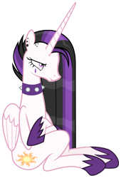 Size: 7000x10300 | Tagged: safe, artist:tardifice, imported from derpibooru, princess celestia, pony, between dark and dawn, absurd resolution, choker, punklestia, simple background, solo, spiked choker, transparent background, vector