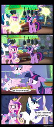 Size: 1288x3000 | Tagged: safe, edit, edited screencap, editor:teren rogriss, imported from derpibooru, screencap, princess cadance, princess flurry heart, shining armor, twilight sparkle, alicorn, pony, unicorn, best gift ever, comic, female, male, mare, messy mane, multeity, screencap comic, shining armor is a goddamn moron, similo duplexis, stallion, twilight sparkle (alicorn)