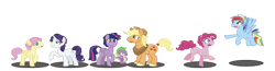 Size: 2835x737 | Tagged: safe, artist:urhangrzerg, imported from derpibooru, applejack, fluttershy, pinkie pie, rainbow dash, rarity, spike, twilight sparkle, alicorn, dragon, earth pony, pegasus, pony, unicorn, applejack (male), barb, bubble berry, butterscotch, dusk shine, elusive, male, male six, mane seven, mane six, rainbow blitz, rule 63, simple background, transparent background, twilight sparkle (alicorn), vector