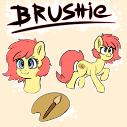 Size: 4500x4500 | Tagged: safe, artist:yelowcrom, imported from derpibooru, oc, oc only, oc:brushie, earth pony, pony, female, mare, reference sheet, simple background, solo