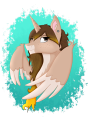 Size: 1130x1606 | Tagged: safe, artist:twin-fan, imported from derpibooru, oc, oc only, alicorn, pony, alicorn oc, bust, ear piercing, female, horn, mare, piercing, simple background, solo, transparent background, two toned wings, wings