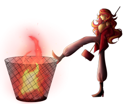 Size: 2705x2257 | Tagged: safe, artist:mywasasi, imported from derpibooru, sunset shimmer, equestria girls, boots, burning, choker, clothes, fiery shimmer, fire, hammer, jacket, lipstick, pants, shoes, shoulderless, simple background, solo, transparent background, trash can