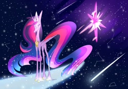 Size: 1280x896 | Tagged: safe, artist:failissefaily, imported from derpibooru, twilight sparkle, alicorn, pony, the last problem, constellation, crown, cutie mark, jewelry, princess twilight 2.0, regalia, solo, space, starry background, twilight sparkle (alicorn), twilight's cutie mark