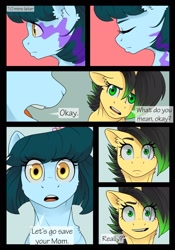 Size: 1600x2291 | Tagged: safe, artist:tillie-tmb, imported from derpibooru, oc, oc only, oc:meadow lark, oc:tempest, pony, comic:the amulet of shades, comic, dark magic, magic, sombra eyes