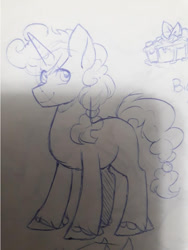 Size: 721x960 | Tagged: safe, artist:silentwolf-oficial, imported from derpibooru, oc, oc only, oc:sweety pie, pony, unicorn, grayscale, horn, lineart, monochrome, solo, traditional art, unicorn oc, unshorn fetlocks