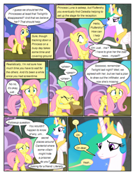 Size: 612x792 | Tagged: safe, artist:newbiespud, edit, edited screencap, imported from derpibooru, screencap, fluttershy, princess celestia, alicorn, pegasus, pony, comic:friendship is dragons, horse play, comic, dialogue, eyes closed, female, hoof on chest, hooves to the chest, hyperventilating, jewelry, mare, paper bag, peytral, raised hoof, screencap comic, tiara