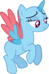 Size: 981x1484 | Tagged: safe, artist:pegasski, imported from derpibooru, oc, oc only, alicorn, pony, the beginning of the end, alicorn oc, bald, base, bedroom eyes, eyelashes, flying, horn, looking down, simple background, smiling, solo, transparent background, two toned wings, wings