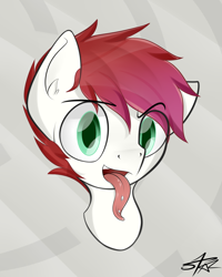 Size: 1000x1250 | Tagged: safe, artist:starmaster, imported from derpibooru, oc, oc only, oc:brenna, pony, bust, piercing, portrait, solo, tongue out, tongue piercing