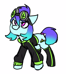 Size: 2711x3069 | Tagged: safe, artist:neoncel, imported from derpibooru, oc, oc only, oc:raven mcchippy, earth pony, pony, clothes, goggles, hoodie, solo
