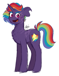 Size: 1113x1413 | Tagged: safe, artist:gallantserver, imported from derpibooru, oc, oc only, oc:north wind, pony, unicorn, female, magical lesbian spawn, mare, offspring, parent:rainbow dash, parent:tempest shadow, parents:tempestdash, simple background, solo, transparent background