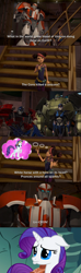 Size: 2000x6748 | Tagged: safe, edit, edited screencap, imported from derpibooru, screencap, rarity, human, pony, unicorn, a dog and pony show, sweet and elite, arcee, autobot, bulkhead, caption, comic, confused, cybertronian, female, harness, image macro, jack darby, jewelry, male, mare, miko nakadai, one shall rise, optimus prime, poor rarity, pouting, raf esquivel, ratchet, sad, screencap comic, stare, tack, teary eyes, text, thought bubble, tiara, transformers, transformers prime, unicorn-unicron confusion, unicron