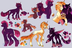 Size: 1280x854 | Tagged: safe, artist:gloxiiarts, imported from derpibooru, sunburst, tempest shadow, twilight sparkle, oc, oc:comet, oc:stormlight, oc:sunset, alicorn, classical unicorn, pony, unicorn, alicorn oc, baby, baby pony, bisexual, bracelet, broken horn, cloven hooves, color palette, ear piercing, earring, family, female, glasses, height difference, horn, horn ring, jewelry, leonine tail, lesbian, male, mare, missing cutie mark, offspring, parent:sunburst, parent:tempest shadow, parent:twilight sparkle, parents:sunpestlight, peytral, piercing, polyamory, redesign, ring, scar, shipping, stallion, straight, sunpestlight, tail, tail ring, twilight sparkle (alicorn), unicorn oc, unshorn fetlocks, wings