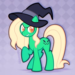 Size: 1280x1280 | Tagged: safe, artist:unknownspy, imported from derpibooru, oc, oc only, pony, grin, hat, smiling, solo, witch hat