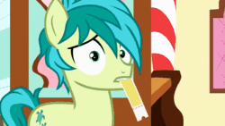 Size: 1297x733 | Tagged: safe, imported from derpibooru, screencap, sandbar, earth pony, pony, school daze, adorkable, animated, cute, dork, faic, floppy ears, gif, grin, guilty, looking at you, male, mouth hold, nervous, nervous grin, sandabetes, shocked, shocked expression, shrunken pupils, silly, silly pony, smiling, solo, ticket